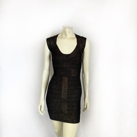French Connection Shimmer Stretch Bandage Bodycon Party Mini Dress Size 4 - Picture 2 of 8